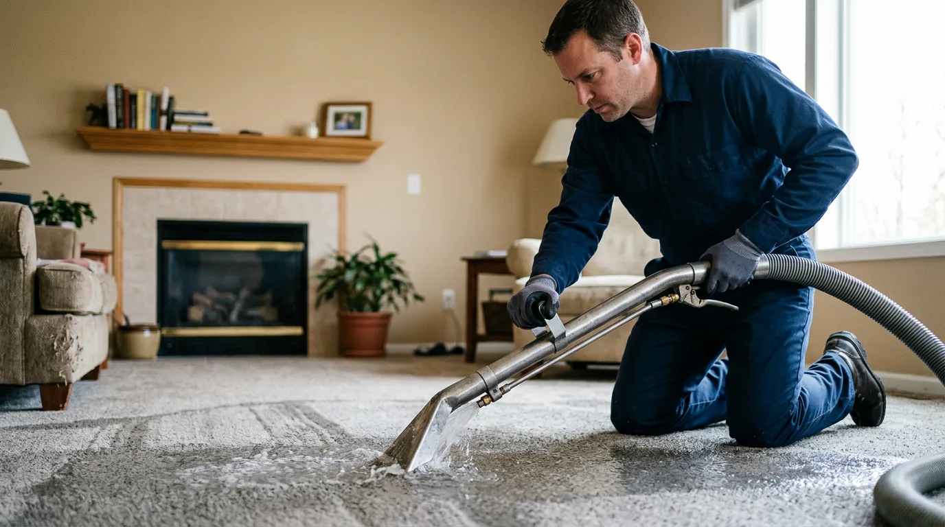 Water damage restoration technician working near Randolph, ME